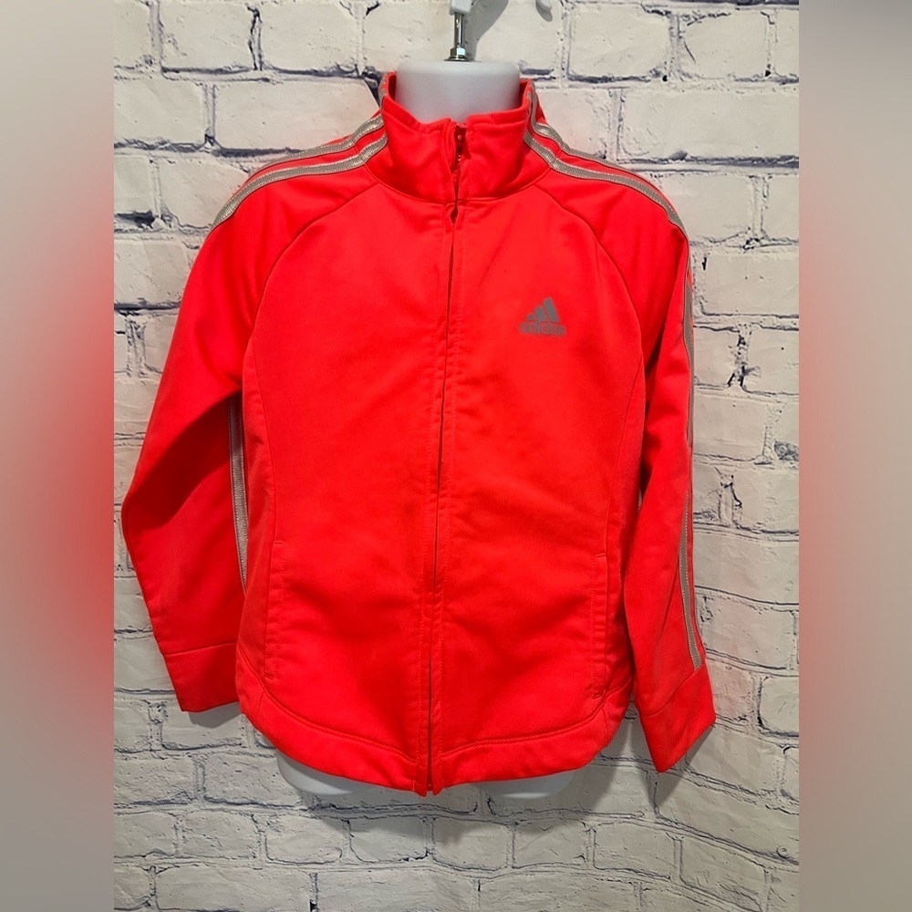 Adidas Girls Size 5  Zip Up Track Jacket Bright Pink